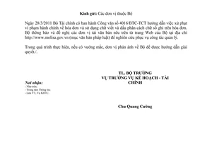 Công văn 938/LĐTBXH-KHTC  hướng dẫn cách ghi chữ viết và chữ số trên hóa đơn