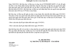 Công văn 1879/BGDĐT-KHTC đôn đốc nộp báo cáo quyết toán ngân sách nhà nước