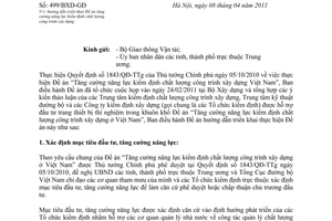 Công văn 499/BXD-GD hướng dẫn triển khai Đề án tăng cường năng lực kiểm định