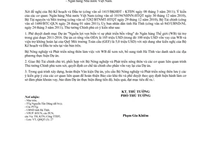 Công văn 557/TTg-QHQT phê duyệt danh mục Dự án Nguồn lợi ven biển vì sự phát