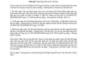 Công văn 1042/LĐTBXH-ATLĐ bồi dưỡng bằng hiện vật