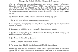 Công văn 1267/TCT-CS xử phạt vi phạm hành chính mất hóa đơn