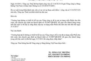 Công văn 1270/TCT-VP đính chính công văn 1116/TCT-CS