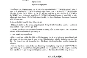 Công văn 572/TTG-KTN đầu tư xây dựng đường Hồ Chí Minh đoạn Cam Lộ - La Sơn