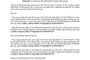 Công văn 1297/TCT-VP đính chính công văn 1267/TCT-CS
