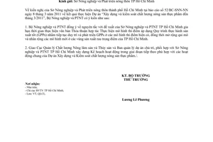 Công văn 996/BNN-QLCL gia hạn thời gian thực hiện Dự án Xây dựng