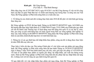 Công văn 2161/BNN-HTQT trả lời công hàm Đại sứ quán Nhật Bản hỏi