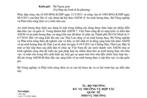 Công văn 2185/BNN-HTQT tham dự hội thảo ASEM An ninh lương thực