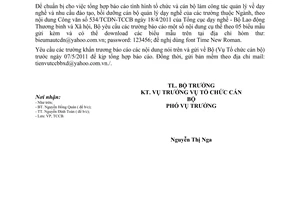 Công văn 118/BXD-TCCB báo cáo tổ chức và cán bộ làm công tác quản lý dạy nghề