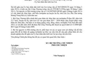 Công văn 2722/VPCP-KTN thăm dò, khai thác, chế biến molipden tại huyện Sa Pa,