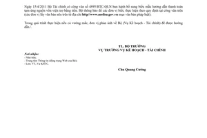 Công văn 1323/LĐTBXH-KHTC  bổ sung biểu mẫu báo cáo hoàn tạm ứng vốn viện trợ