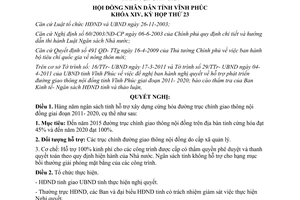 Nghị quyết 02/2011/NQ-HĐND phát triển đường giao thông nội đồng Vĩnh Phúc 2011 2020
