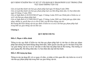 Thông tư 25/2011/TT-BGTVT kiểm tra và xử lý văn bản quy phạm pháp luật
