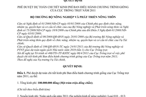 Quyết định 487/QĐ-BNN-TC  phê duyệt dự toán chi tiết kinh phí