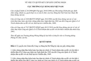 Quyết định 287/QĐ-CHHVN ủy quyền cấp giấy chứng nhận