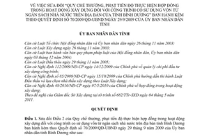 Quyết định 09/2011/QĐ-UBND sửa đổi Quyết định 70/2009/QĐ-UBND