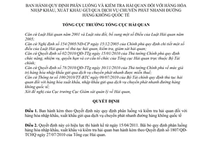 Quyết định 662/QĐ-TCHQ phân luồng và kiểm tra hải quan