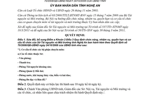 Quyết định 18/2011/QĐ-UBND sửa đổi cơ cấu tổ chức Sở Tài nguyên Môi trường tỉnh Nghệ An