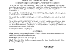 Quyết định 724/QĐ-BNN-VP  kế hoạch kiểm soát thủ tục hành chính