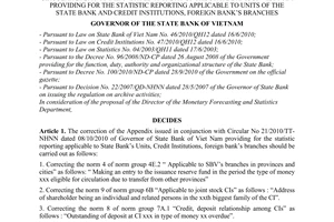 Decision No. 827/QD-NHNN on the correction of appendixes 1, 2, 3 issued