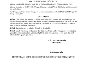 Quyết định 952/QĐ-UBND năm 2011 công bố thủ tục hành chính của Sở TN&MT