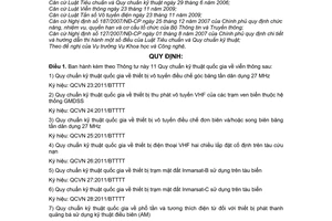 Thông tư 10/2011/TT-BTTTT quy chuẩn kỹ thuật quốc gia viễn thông