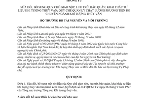 Thông tư 11/2011/TT-BTNMT sửa đổi Quy chế giao nộp, lưu trữ, bảo quản