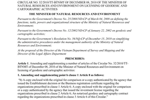 Circular No. 14/2011/TT-BTNMT on amending and supplementing a number of Articles