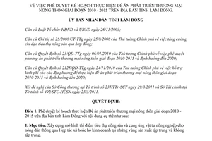 Quyết định 885/QĐ-UBND năm 2011 phát triển thương mại nông thôn 2010 - 2015 Lâm Đồng