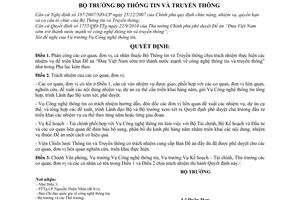 Quyết định 521/QĐ-BTTTT giao nhiệm vụ cho cơ quan, đơn vị, cá nhân