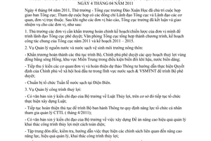 Thông báo 16/TB-TCTL-VP ý kiến chỉ đạo Thứ trưởng - Tổng cục trưởng