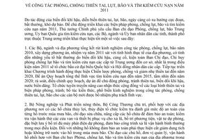 Chỉ thị 547/CT-TTg công tác phòng, chống thiên tai, lụt, bão và tìm kiếm cứu nạn