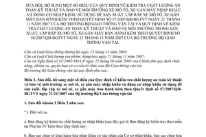 Thông tư 29/2011/TT-BGTVT sửa đổi kiểm tra chất lượng an toàn kỹ thuật