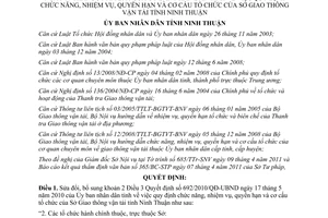 Quyết định 14/2011/QĐ-UBND quyền hạn cơ cấu tổ chức sở Giao thông Ninh Thuận