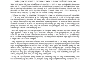 Chỉ thị 03/CT-BXD phát động phong trào thi đua