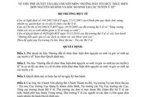 Quyết định 1142/QĐ-BYT hướng dẫn tổ chức thực hiện đơn nguyên sơ sinh và góc sơ