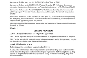 Circular No. 15/2011/TT-BYT regulations on organization and operation
