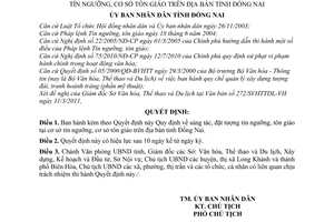 Quyết định 28/2011/QĐ-UBND  Quy định sáng tác, đặt tượng tín ngưỡng, tôn giáo