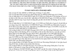 Quyết định 08/2011/QĐ-UBND  bồi thường, hỗ trợ và tái định cư dự án thuỷ điện