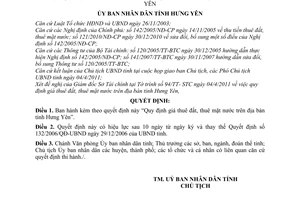 Quyết định 07/2011/QĐ-UBND giá thuê đất, thuê mặt nước