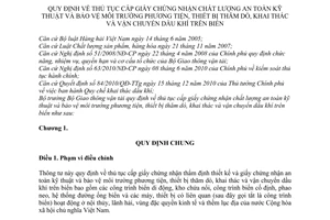 Thông tư 33/2011/TT-BGTVT thủ tục cấp giấy chứng nhận chất lượng an toàn