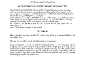 Quyết định 514/QĐ-BNN-TCCB  giao Quỹ tiền lương