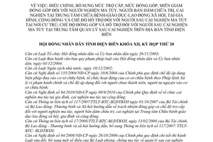 Nghị quyết 218/2011/NQ-HĐNĐ  điều chỉnh mức trợ cấp, mức đóng góp, miễn giảm