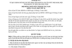 Nghị quyết 189/2011/NQ-HĐND chế độ chi tiêu đón tiếp khách, tổ chức hội nghị