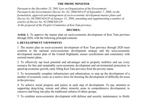 Decision No. 581/QD-TTg approving the master plan on socio-economic development