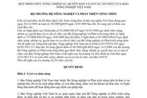 Quyết định 815/QĐ-BNN-TCCB chức năng, nhiệm vụ, quyền hạn cơ cấu tổ chức