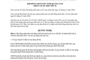 Nghị quyết 191/2010/NQ-HĐND cơ chế đối với thành phố tỉnh lỵ Tam Kỳ đến năm 2015 Quảng Nam