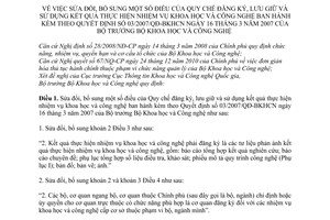 Thông tư 04/2011/TT-BKHCN sửa đổi Quy chế đăng ký, lưu giữ và sử dụng kết quả