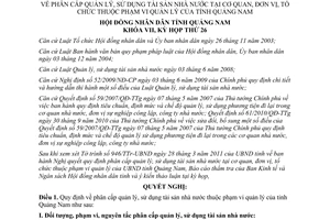 Nghị quyết 192/2011/NQ-HĐND phân cấp quản lý, sử dụng tài sản nhà nước tại cơ qu