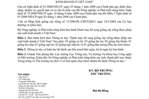 Thông tư 30/2011/TT-BNNPTNT Danh mục bổ sung giống cây trồng được phép sản xuất